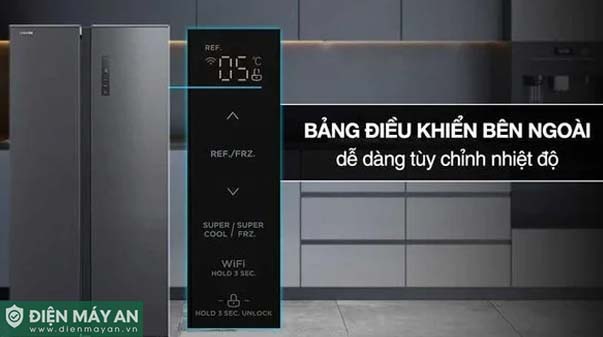 Tủ Lạnh Side By Side Toshiba Inverter 555 Lít GR-RS696WI-PMV(60)-AG - bảng điều khiển ngoài